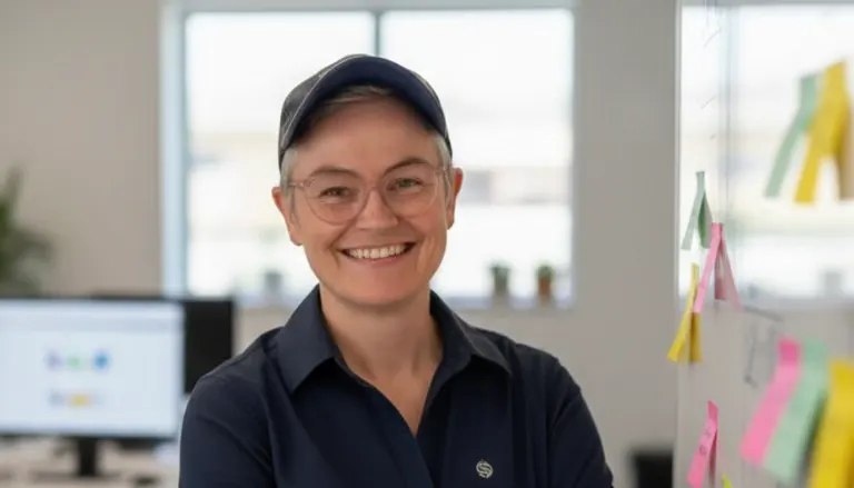 Caroline Vrauwdeunt, founder of ANDRS, smiling in her office